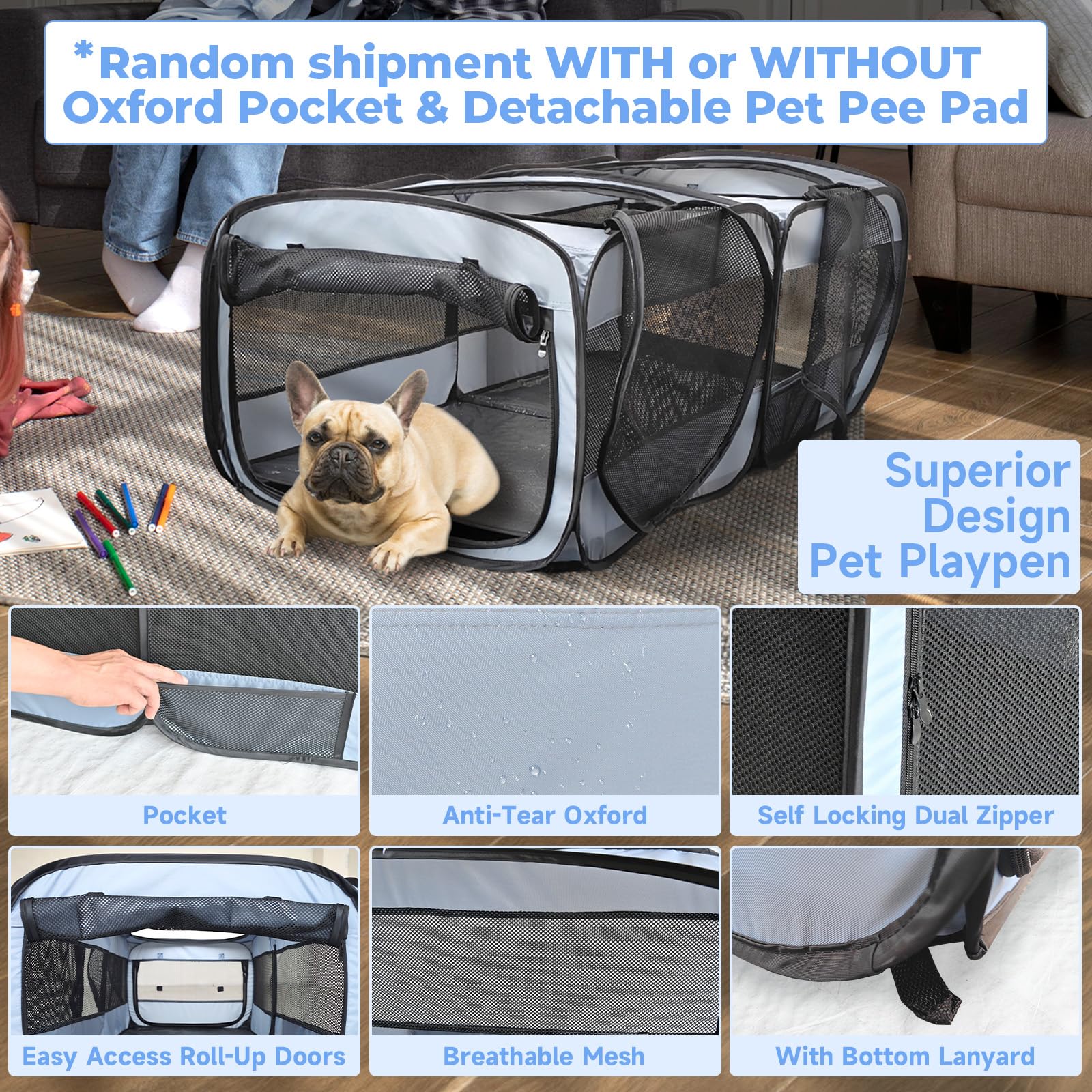 Amazon.co.jp: 2-in-1 犬用ベビーサークル、58インチ ポップアップ猫